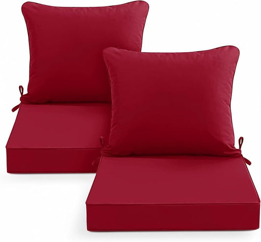 Summsun Outdoor Chair Cushions Set of 2, Waterproof Back Pillow and Seat by SUMMSUN