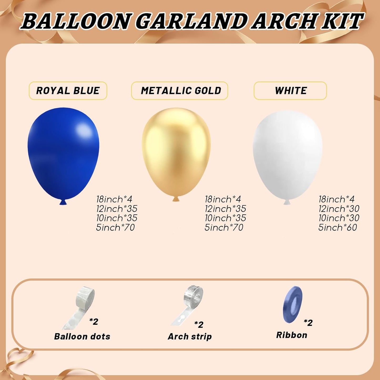 412Pcs Royal Blue and Gold Balloons Arch Garland Kit,5 10 12 18 inch blue and gold balloons for Anniversary Wedding New Year Birthday Party Decorations