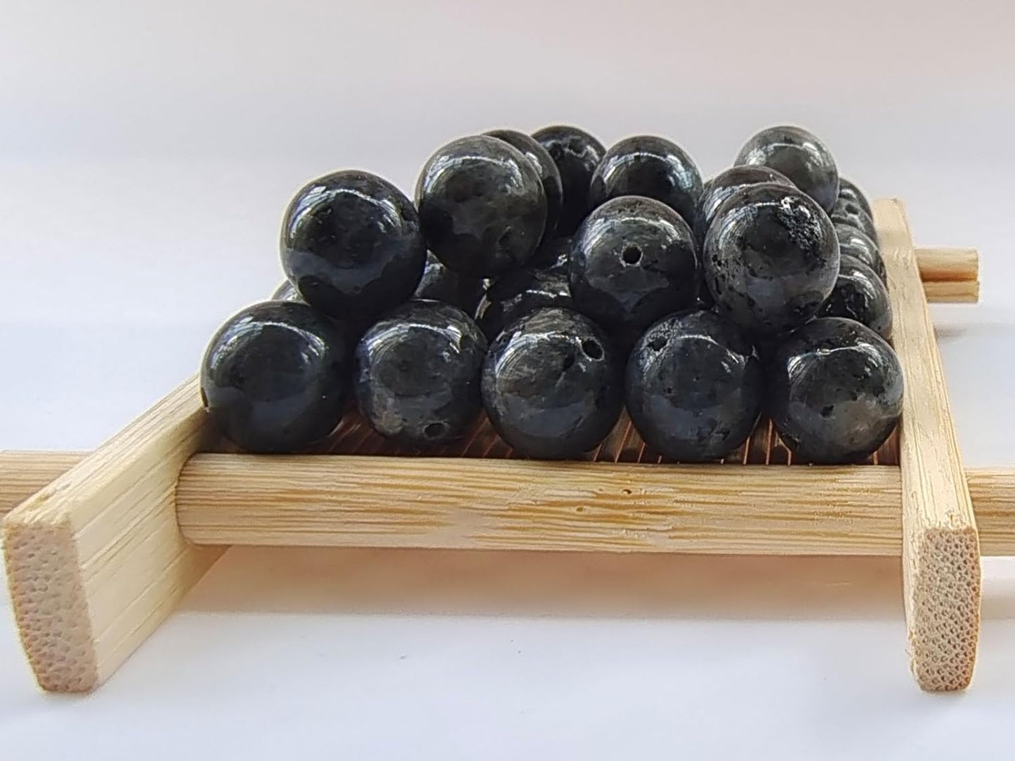 Stone Beads 6mm 140pcs Black Larvikite Beads Round Loose Gemstones Beads for Bracelet Necklace Jewelry Making (6mm, 60605 Black Larvikite)