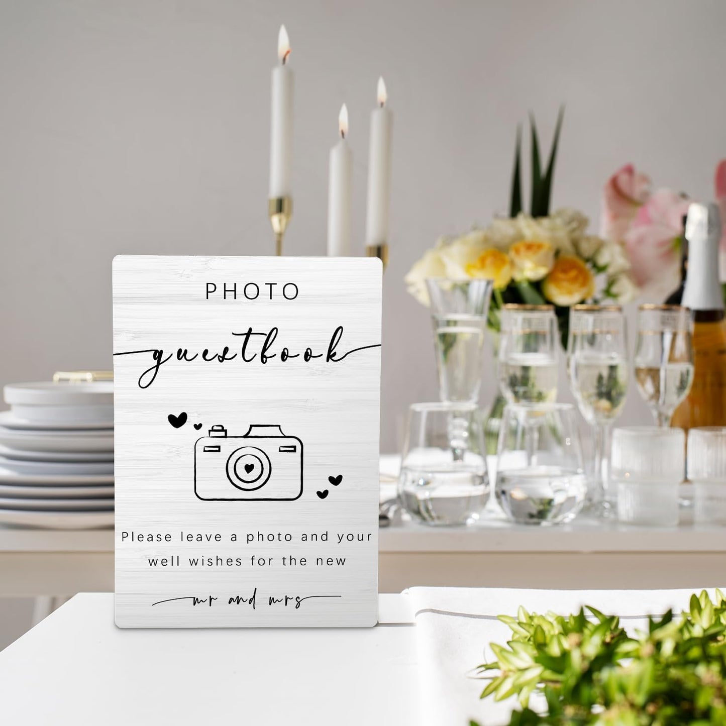 Wooden Photo Guest Book Stand 5x7inch - Wedding & Reception Decor - Gifts for Mr & Mrs