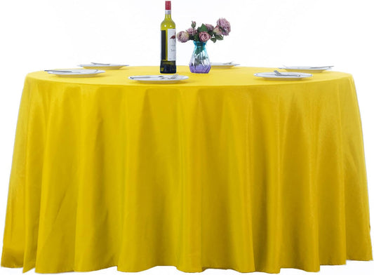 Ascoza 2pack 120 Inch Yellow Round Tablecloth in Washable Polyester Fabric for Wedding/Banquet/Restaurant/Parties…