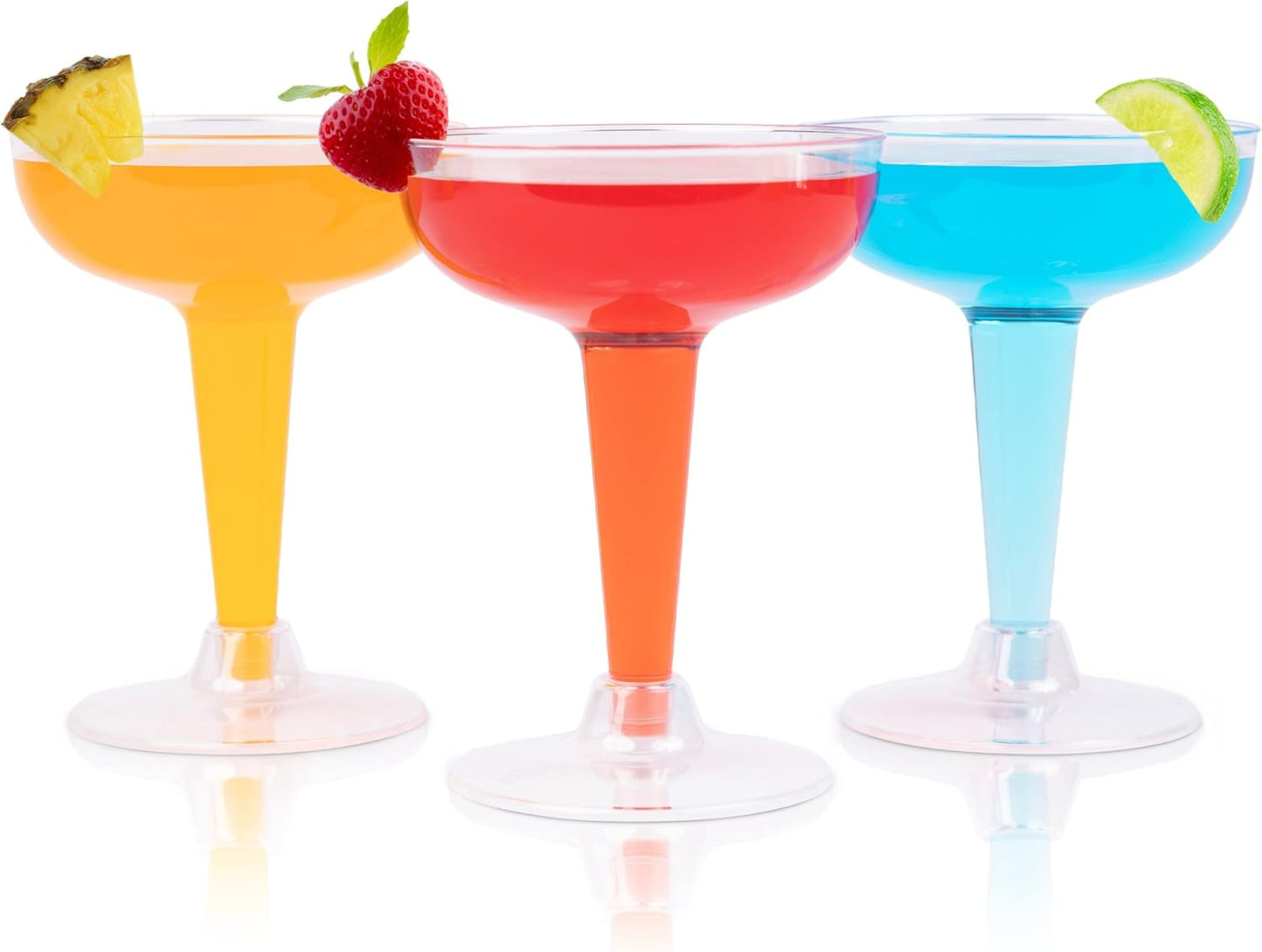 Prestee 24 Clear Plastic Coupe Glasses 4oz - Disposable Plastic Cocktail Cups, Martini Glasses, Margarita Glass, Champagne Glass for Parties, Cinco de Mayo, Taco Party, Weddings Decorations