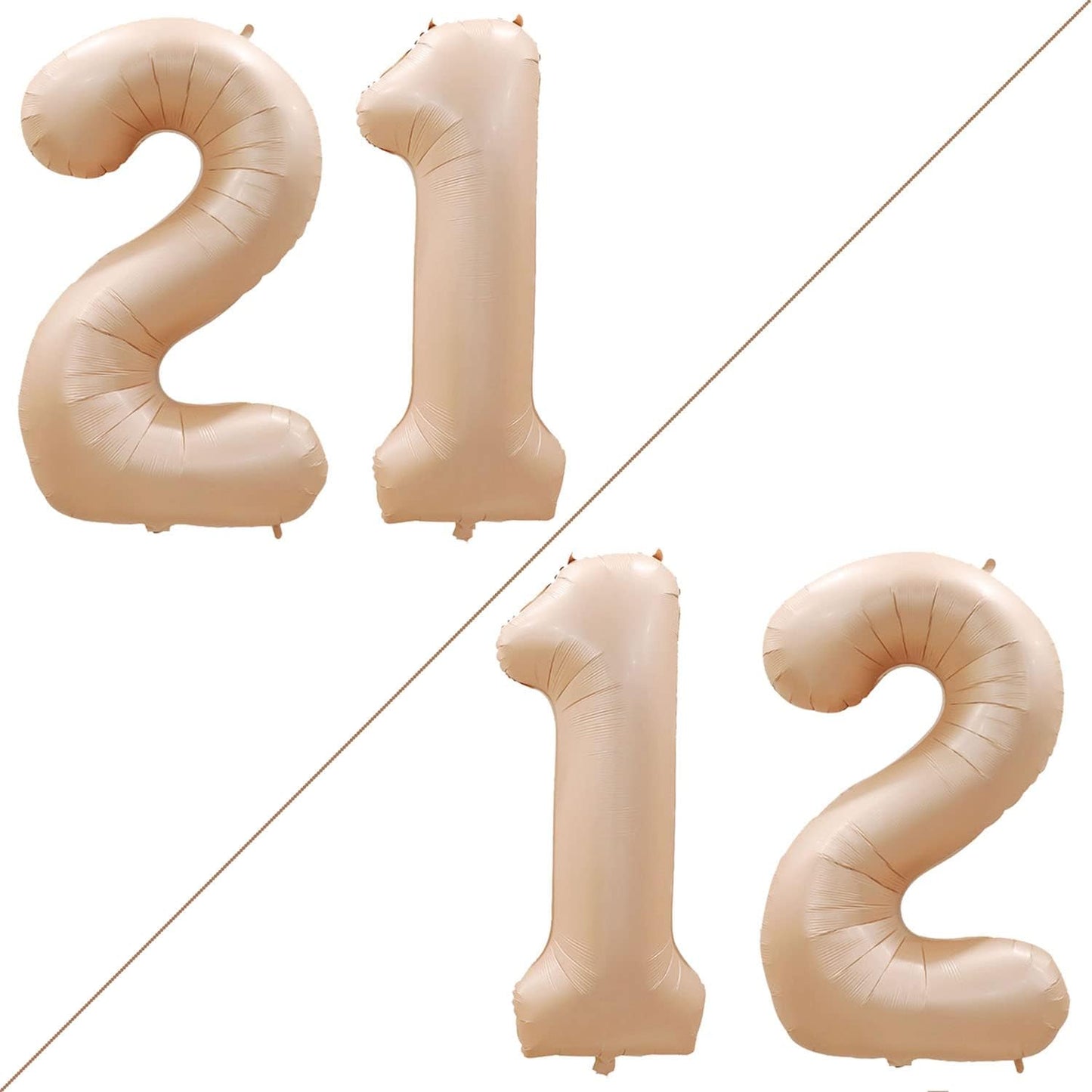 GOER Number 12 Balloons for 12th Birthday Sweet 12 Party Decorations,42 Inch Jumbo Foil Helium 21 Balloons for 21st Birthday Party Decoration (Caramel)