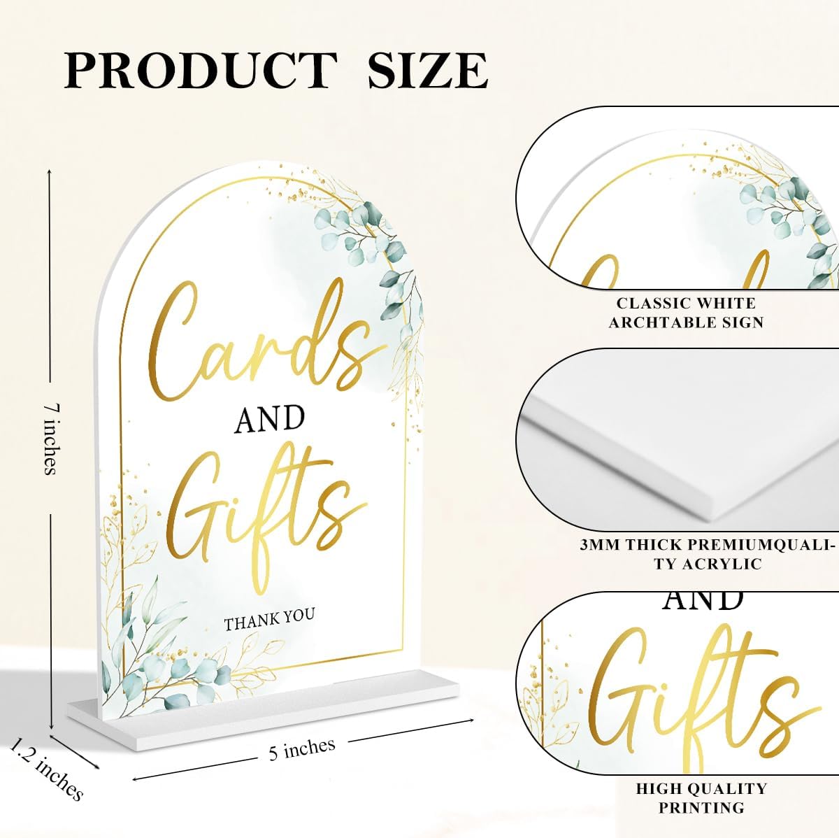 4-Piece Acrylic Wedding Sign Set for Ceremony & Reception - 5x7 Inch White Guest Book, Cards & Gifts, Please Sign Our Guest Book, Please Take One, In Loving Memory - Wedding Decor Bundle