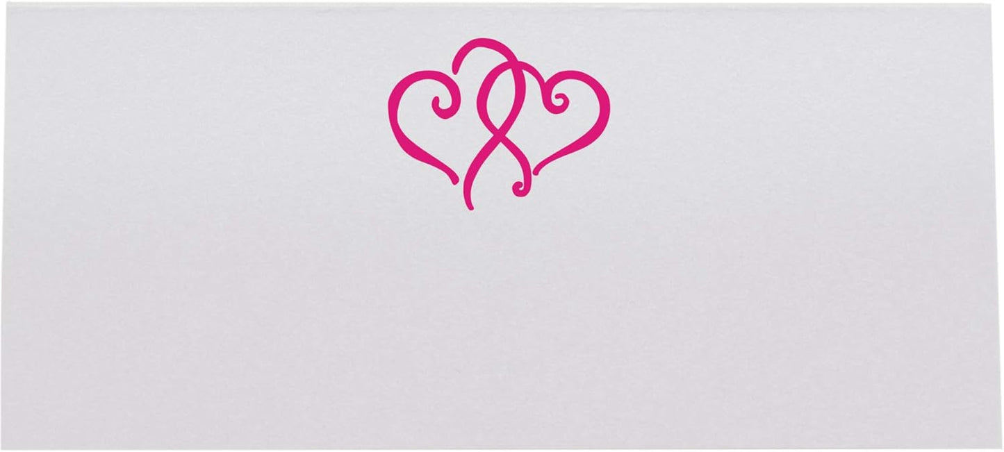 Linked Hearts Printable Place Cards, Fuschia (Choose Color), Set of 150 (25 Sheets), Laser & Inkjet Printers - Wedding, Party, Dinner, and Special Events - Made in the USA