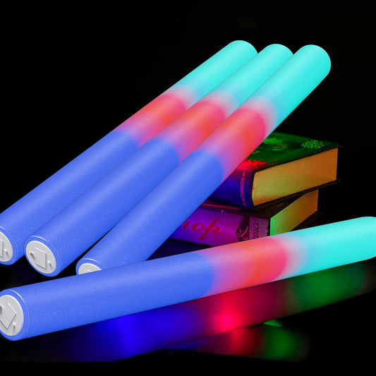 105 Pcs Foam Glow Sticks Bulk, LED Light Up Foam Sticks, Glow in the Dark Party Supplies for Wedding Halloween Birthday Christmas Rave Party Favors 3 Flash Modes