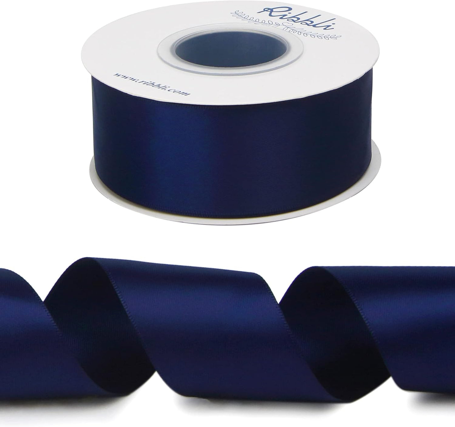 Ribbli Navy Double Faced Satin Ribbon,1-1/2” x Continuous 25 Yards,Use for Bows Bouquet,Gift Wrapping,Wedding,Floral Arrangement