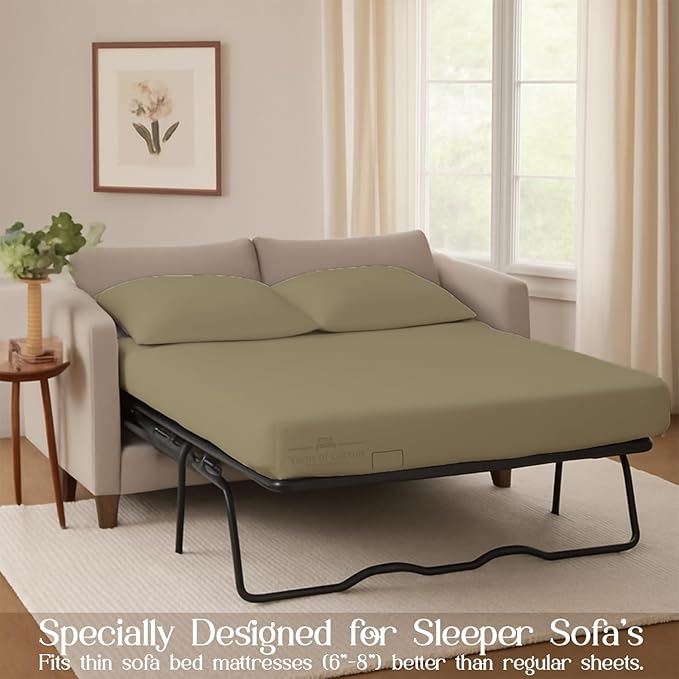 Sleeper Sofa Bed Sheet, 100% Cotton 400 Thread Count, 4 Piece Set, Deep Pocket - Image 3