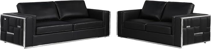 Blackjack Furniture Catania Modern Top Grain Italian Leather Sofa Set by BlackjackFurniture