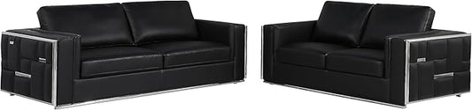 Blackjack Furniture Catania Modern Top Grain Italian Leather Sofa Set by BlackjackFurniture