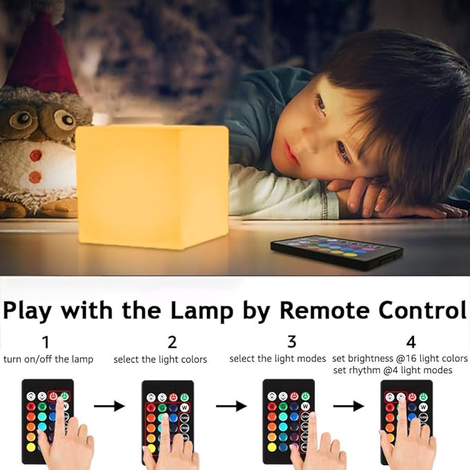 4-In LED Cube Night Light, Cordless LED Light Cubes - Image 3