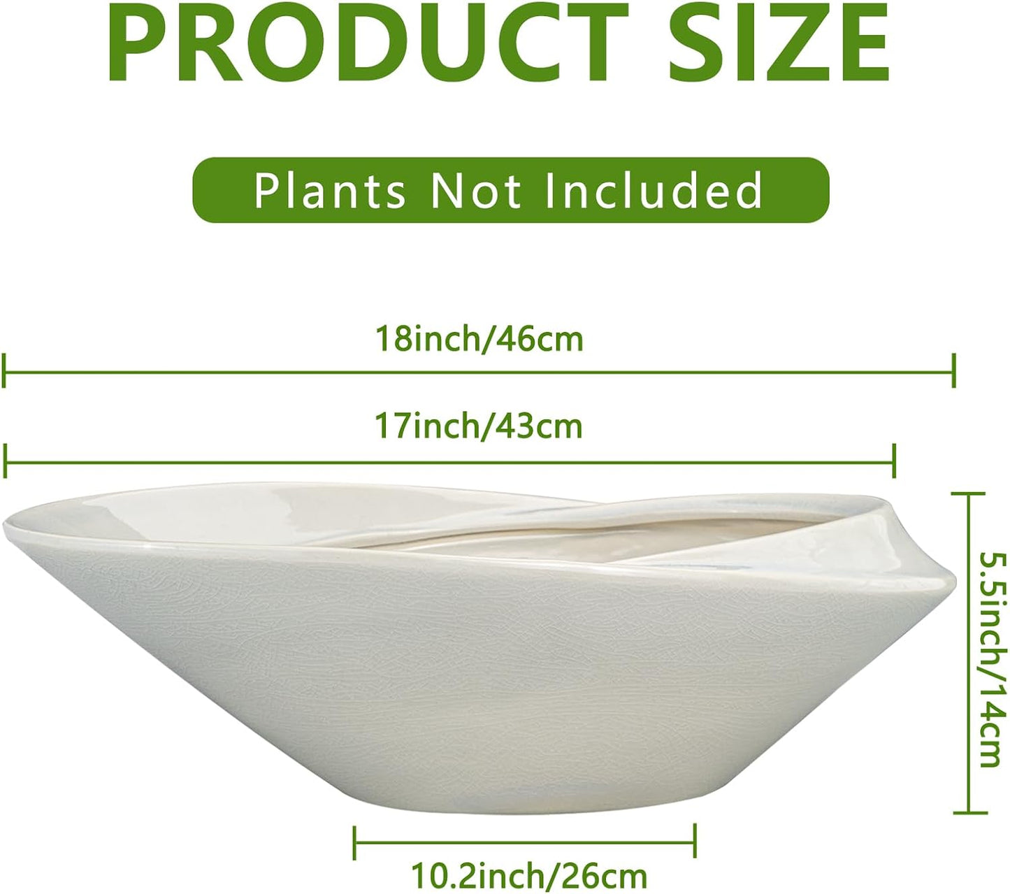 18 Inch Ceramic Bonsai Planter Pot with Drainage Hole, Glazed Large Plant Pot Succulent Planter for Indoor and Outdoor Plants Gray