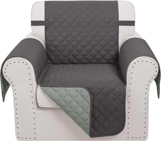Recliner Chair Covers Reversible Sofa Couch Cover for Pets Lazy Boy Furniture Protector(23''Chair,Dark Grey/Light Grey)
