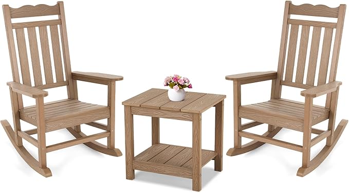 Stoog 3-Piece Patio Bistro Set, All-Weather Rocking Chairs Set of 2 by Stoog