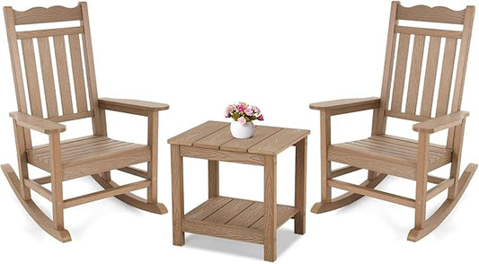 Stoog 3-Piece Patio Bistro Set, All-Weather Rocking Chairs Set of 2 by Stoog