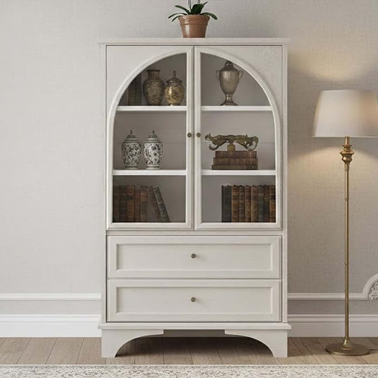 52" Tall Display Cabinet with Glass Doors, Glass Display Case Storage Cabinets by Unknown
