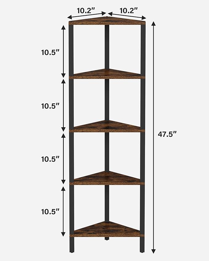 TUTOTAK Corner Shelf, 5-Tier Corner Bookshelf - Image 2
