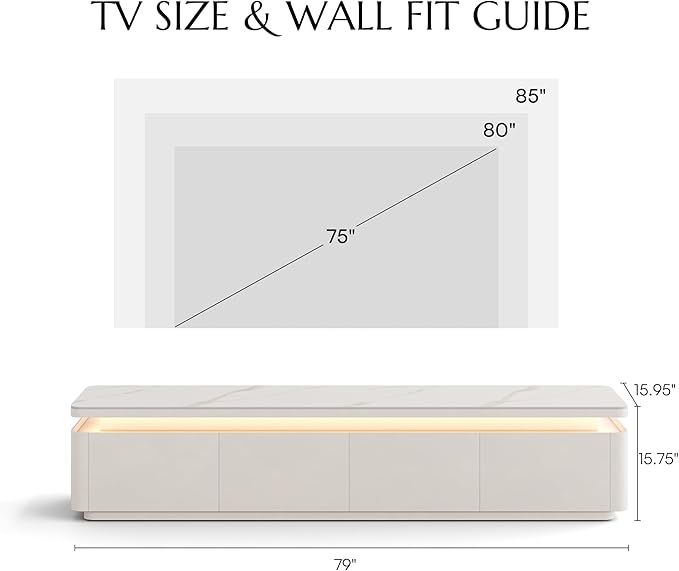 POVISON Fully Assembled 79" Mid-Century Modern TV Stand - Image 7
