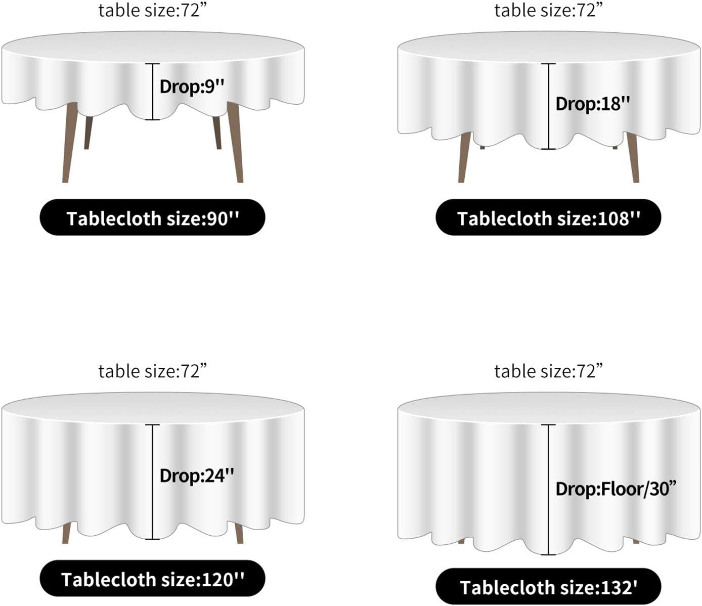 Ascoza 2pack 120 Inch Ivory Round Tablecloth in Polyester Fabric for Wedding/Banquet/Restaurant/Parties