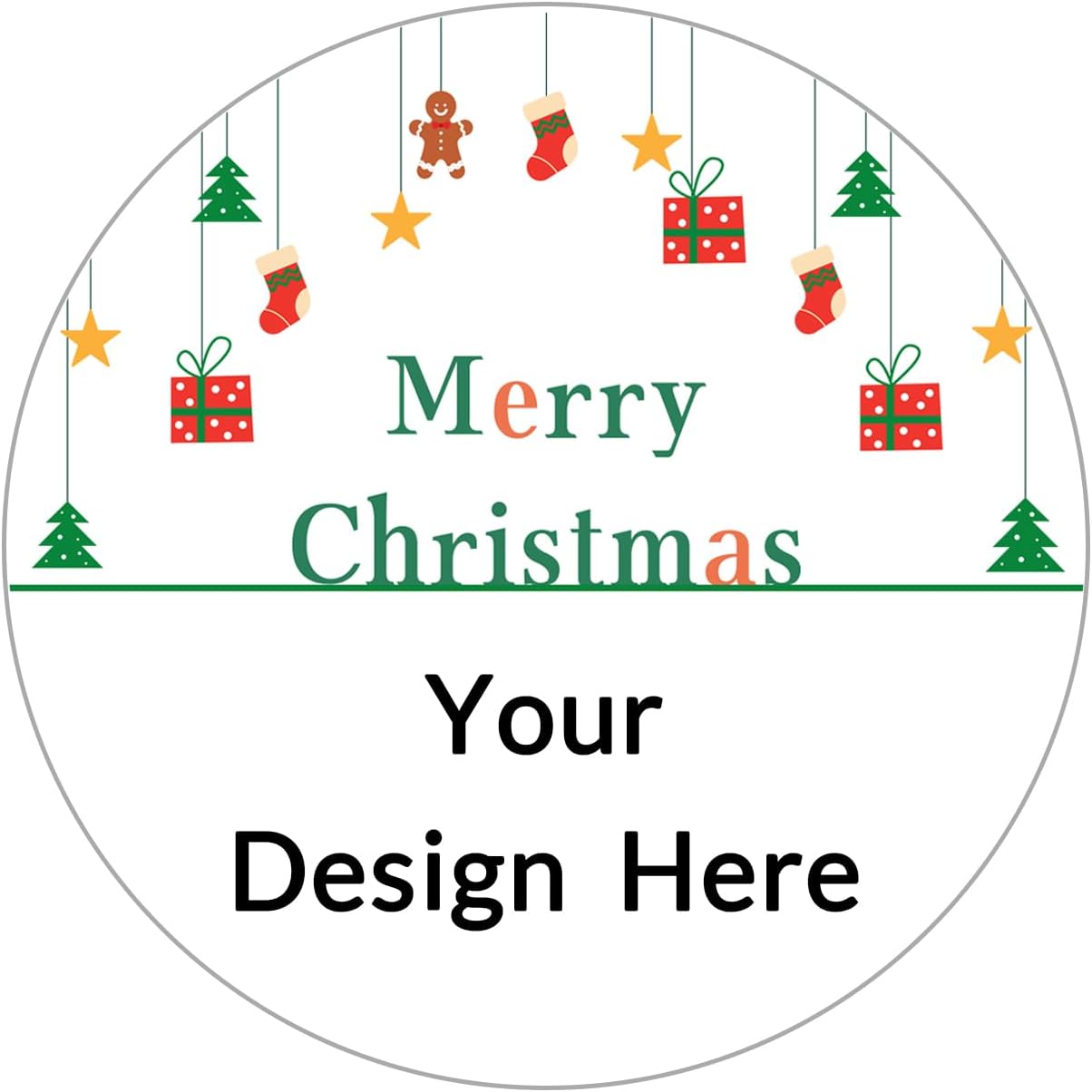 100-1000pcs Custom Stickers Merry Christmas Stickers Personalized Labels Adhesive Xmas Decorative Envelope Seals Stickers for Cards Gift Boxes (Round-6)