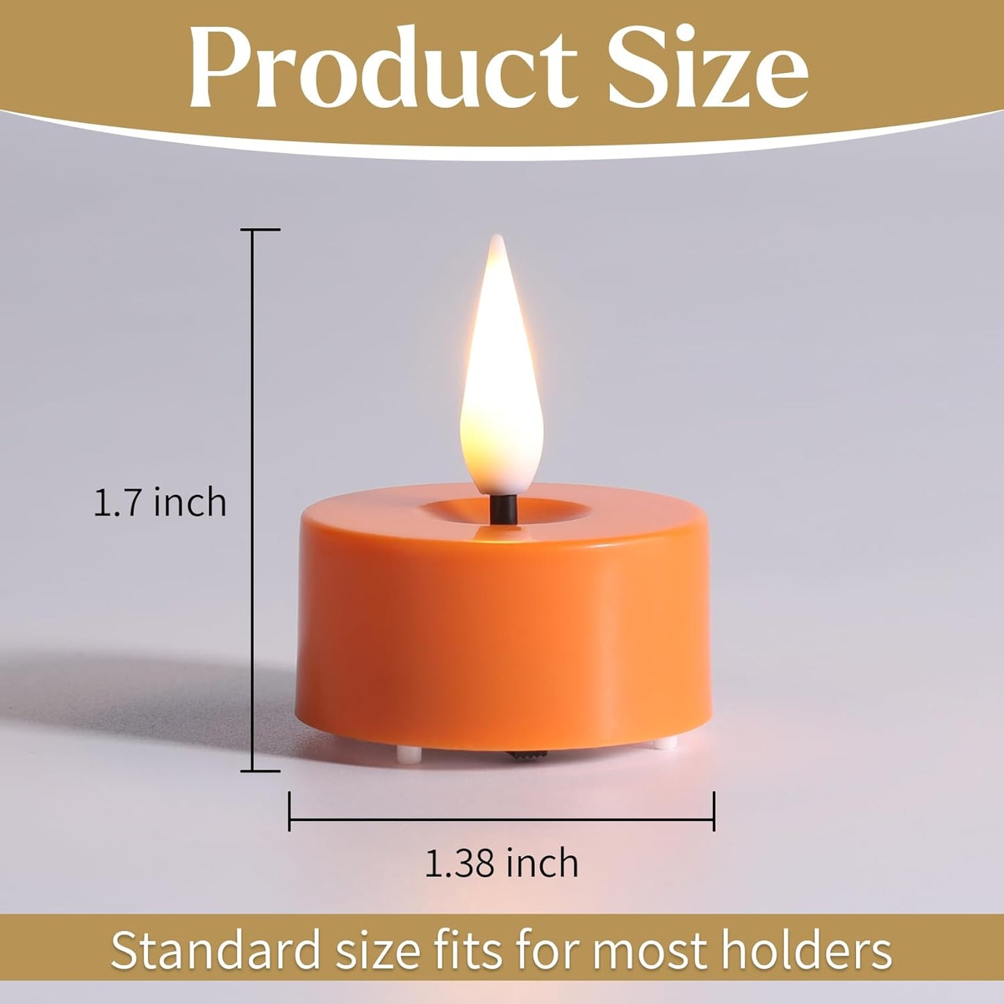 Eywamage Orange LED Tealights with Remote Batteries, Flickering Fall Halloween Flameless Tea Lights Votive Candles Set of 12