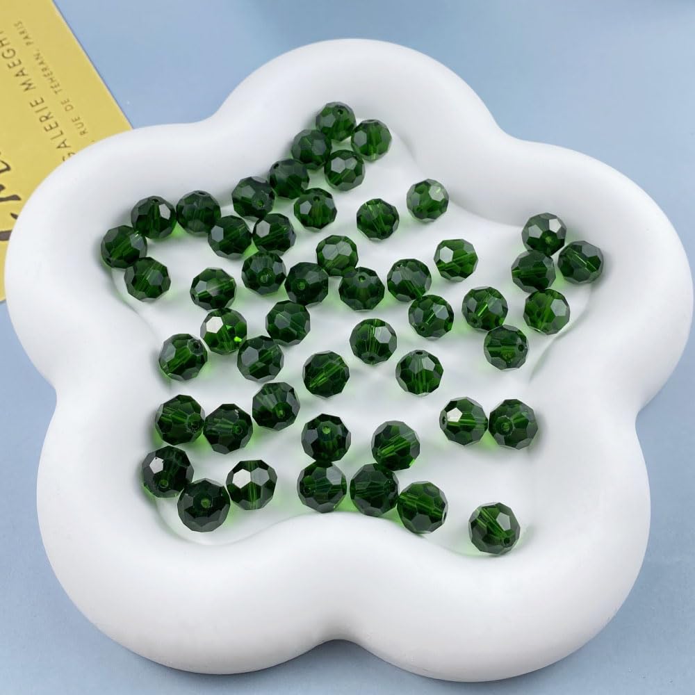 400 PCS 4mm Crystal Glass Beads Round Multiple Faceted Loose Spacer Glass Beads for DIY Handcrafte Bracelet Necklace Earring Jewelry Making(Emerald)