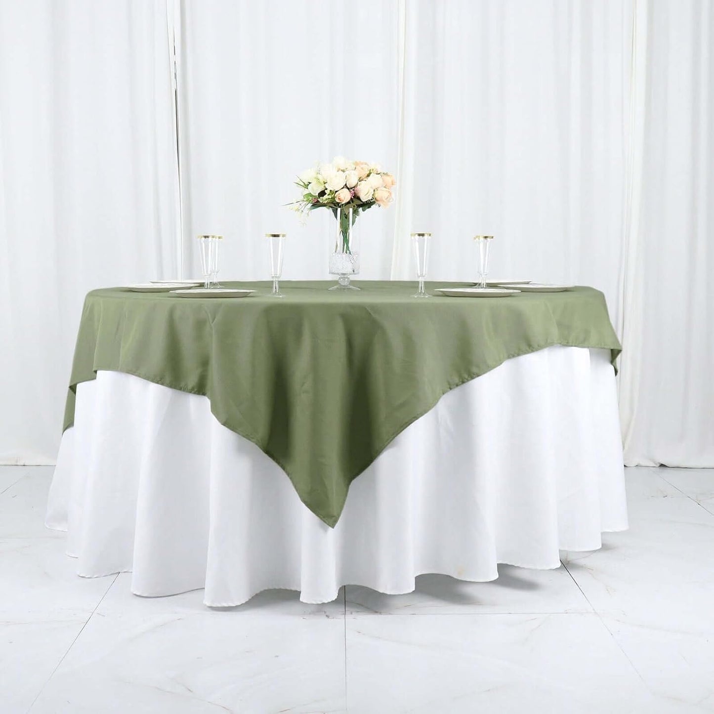 Efavormart 70" Square Linens Eucalyptus Sage Green Wholesale Linens Polyester Square Linen Tablecloth for Wedding Banquet Party Restaurant