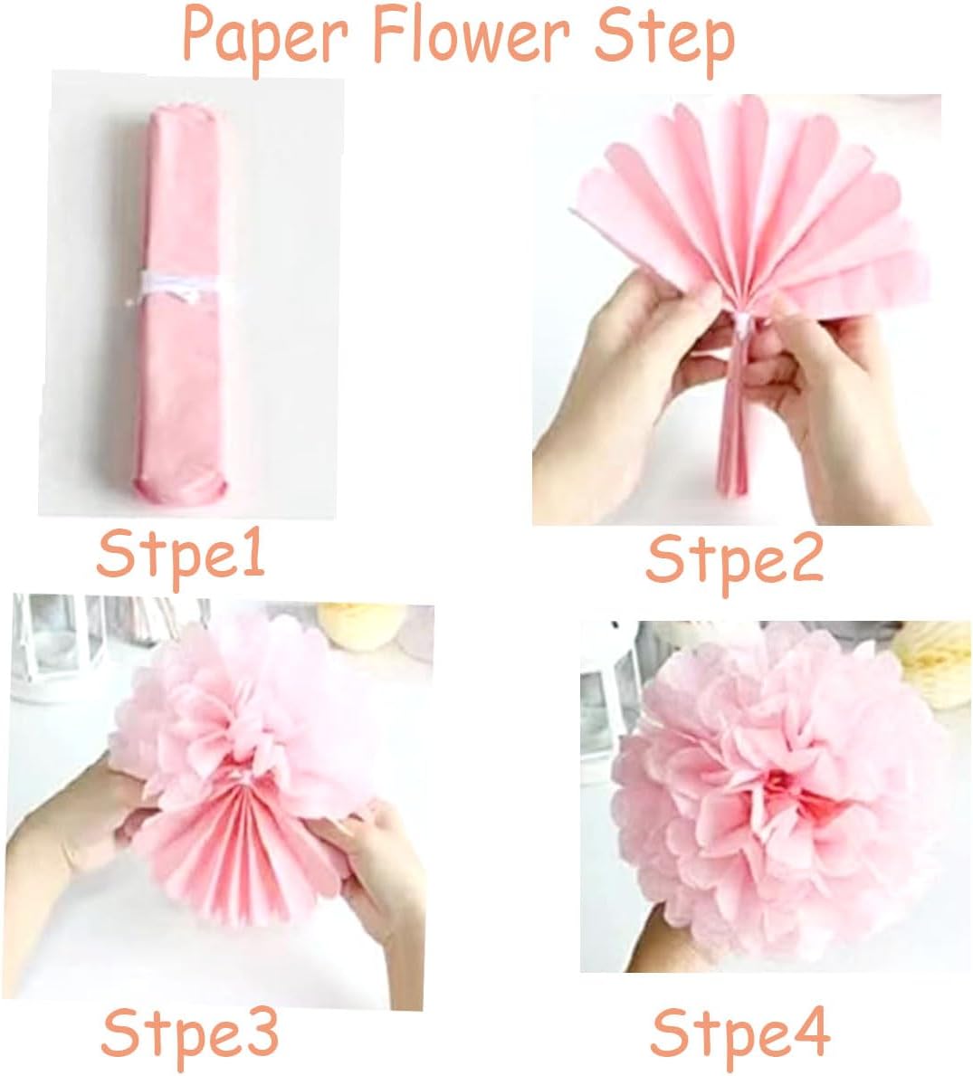12pcs 10in 12in Pink Pack Paper Pom Poms Tissue Paper Party Pink Decor Flower Hanging Paper Flower Balls Wedding Party Flower Decorations DIY Art Craft Blooms for Birthday Baby Shower Nursery Decor