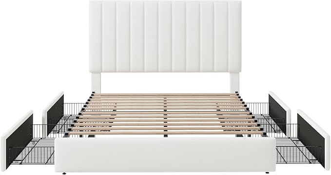 Allewie Full Size Storage Bed Frame, Vertical Channel Tufted Adjustable - Image 8