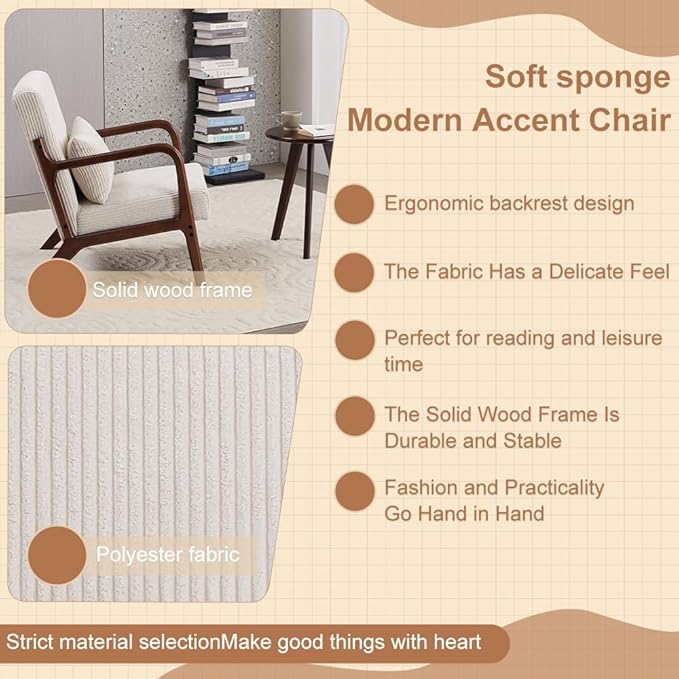 Mid Century Modern Accent Chair and Coffee Table Set Vintage Style Lounge Chair - Image 5