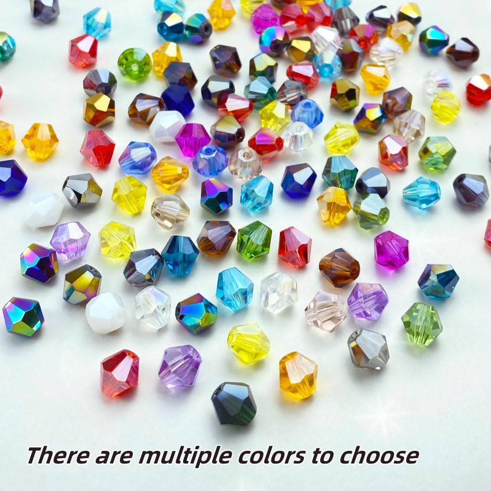 400pcs 4mm Bicone Crystal Glass Beads Loose Spacer Beads Faceted Craft Beads for Jewelry Making DIY Necklace Bracelet Earring Wind Chimes Suncatchers Ornamen(Rose)