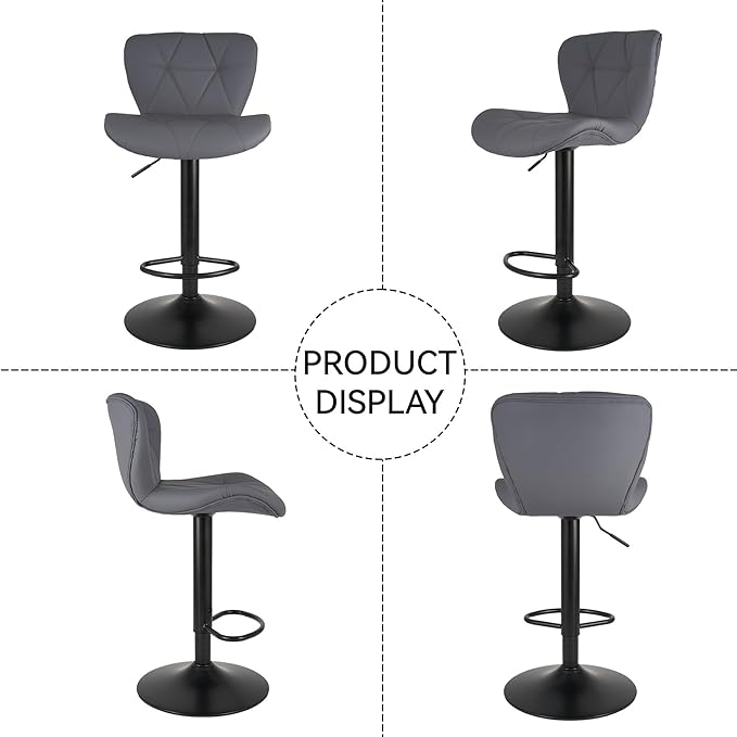 Nalupatio Modern Bar Stools Set of 3, Adjustable Faux Leather Upholstered - Image 7