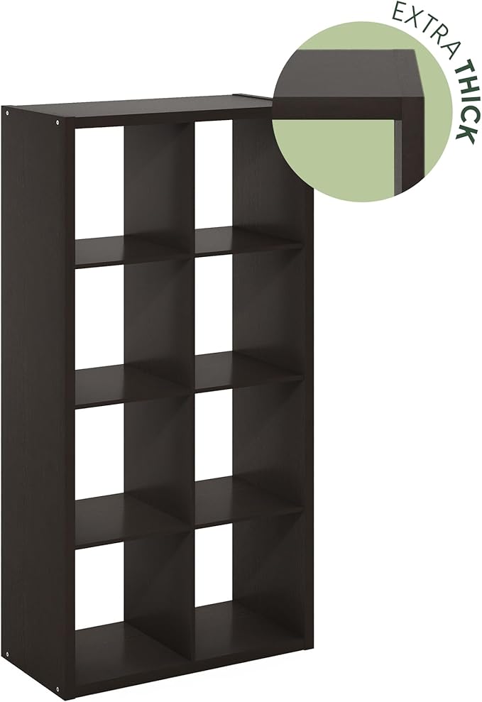 Furinno CUBICLE Book Shelf, 8-Cube Bookshelf, Extra Thick Frame Horizontally & - Image 9