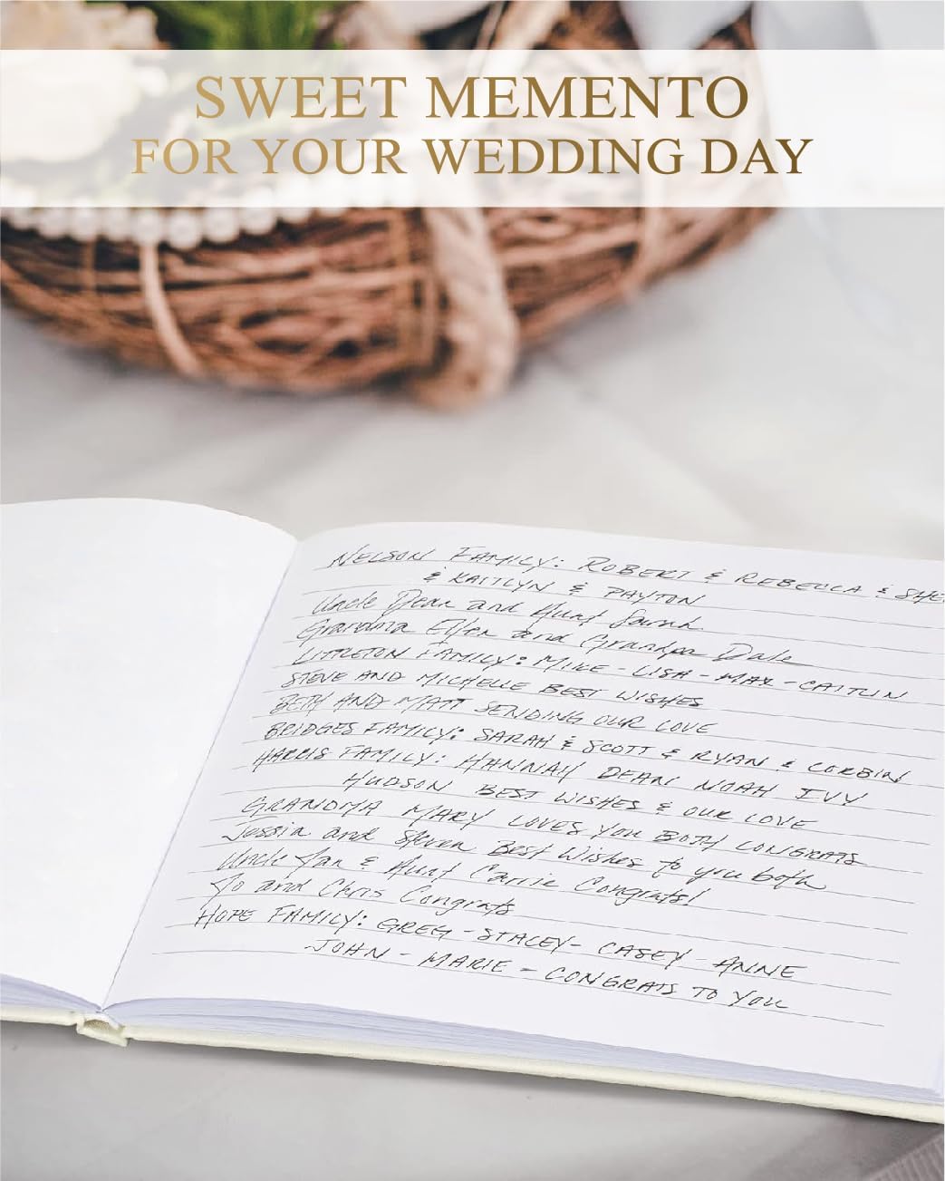 Elegant Linen Wedding Guset Book - Polaroid Guest Book for Wedding Reception,Baby Shower,Bridal Shower and Special Events - 100 Blank Pages for Sign in and Photos (A-Cream)