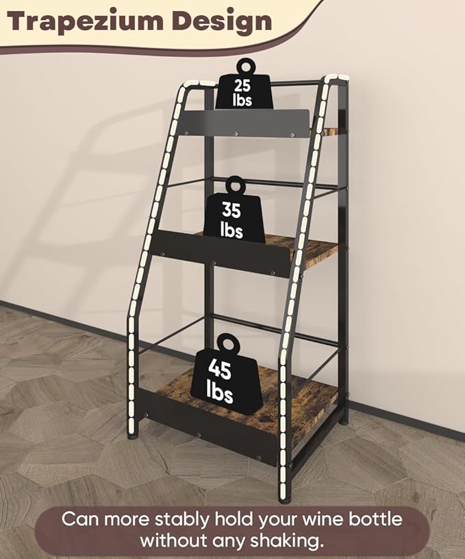 3-Tier Liquor Stand for Home Bar, Trapezoid Freestanding Whisky Bottle Holder - Image 3