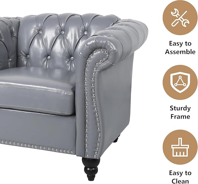 Mid-Century Sofa Chair, Faux Leather Accent Chair - Image 4