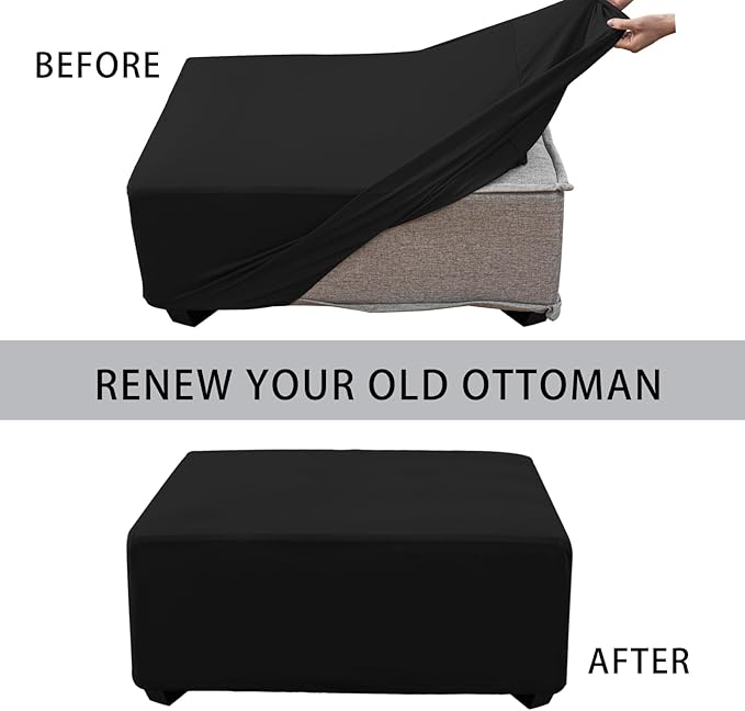 Super Stretch Ottoman Cover- Soft Form Fit Ottoman Cover Rectangular Ottoman - Image 4
