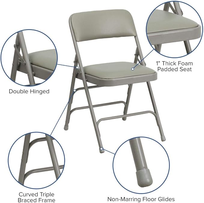 Flash Furniture 4 Pack HERCULES Series Curved Triple Braced & Double Hinged - Image 4