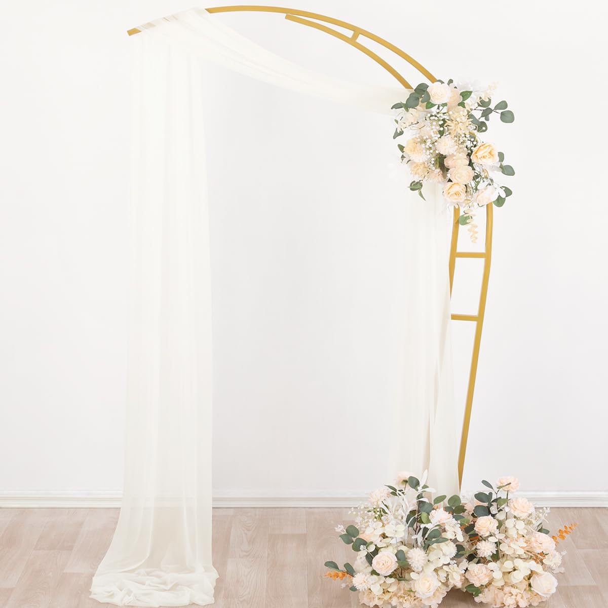 Socomi Ivory White Wedding Arch Draping Fabric 29" x 20Ft 4 Panels Sheer Outdoor Curtain Drapes Extra Long for Bridal Baby Shower Ceremony Birthday Party Decor