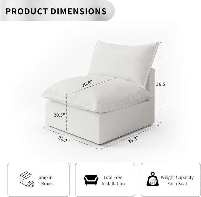 Cloud Sectional Couches, Down Filled Sofa - Image 2