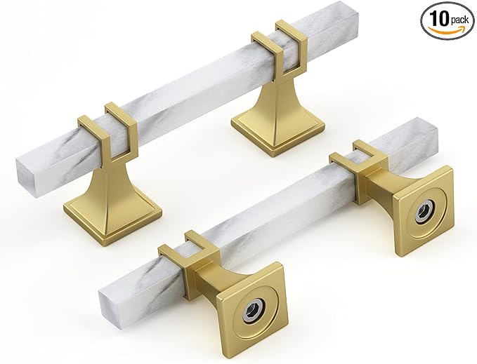 Rergy Cabinet Handles Marble Drawer Pulls and Knobs, T-Bar Hardware by Rergy