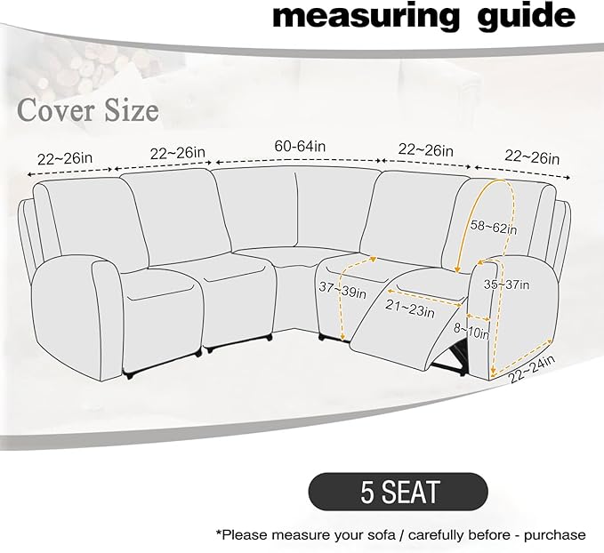 ALIECOM 100% Waterproof Recliner Sectional Couch Covers L Shape Stretch Corner - Image 3