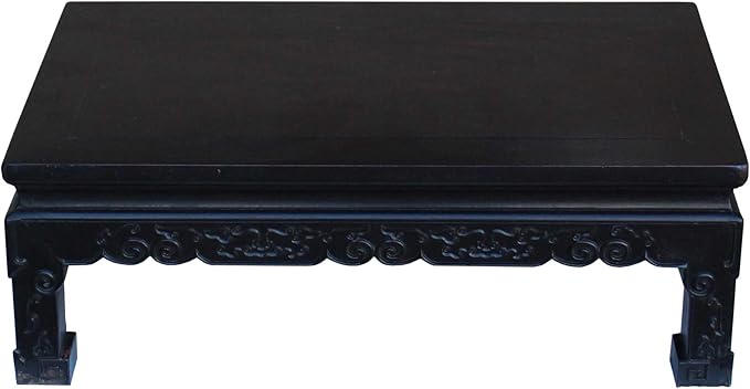 Chinese Handmade Dark Brown Rosewood Low Kang Table Stand Acs4815 - Image 3