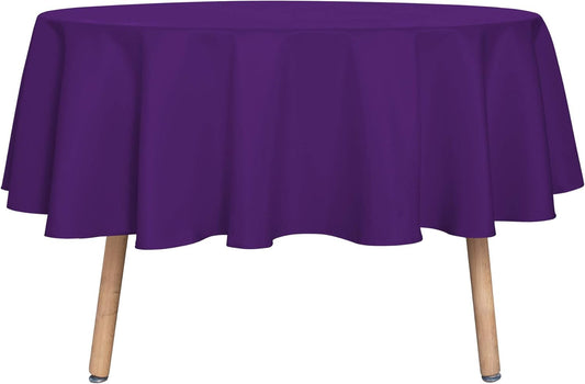 sancua Round Tablecloth - 80 Inch - Water Resistant Spill Proof Washable Polyester Table Cloth Decorative Fabric Table Cover for Dining Tables, Buffet Parties and Camping, Purple