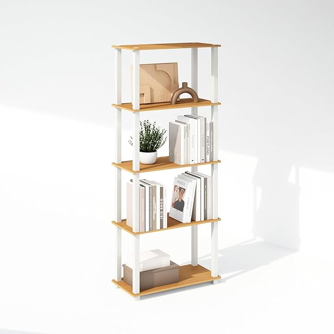 Furinno Turn-S-Tube Storage Shelves Set of 2, 3-Tier Book Shelf, Corner Shelf - Image 3
