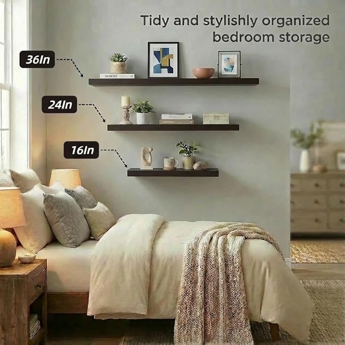 SAUMONIERES Floating Shelves Wall Shelf Solid Wood - Image 5