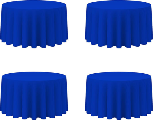 BRILLMAX 4 Pack Royal Blue Round Tablecloths 120 Inch - Circle Bulk Linen Polyester Fabric Washable Table Cloth Cover for Wedding Reception Banquet Birthday Party Buffet Restaurant