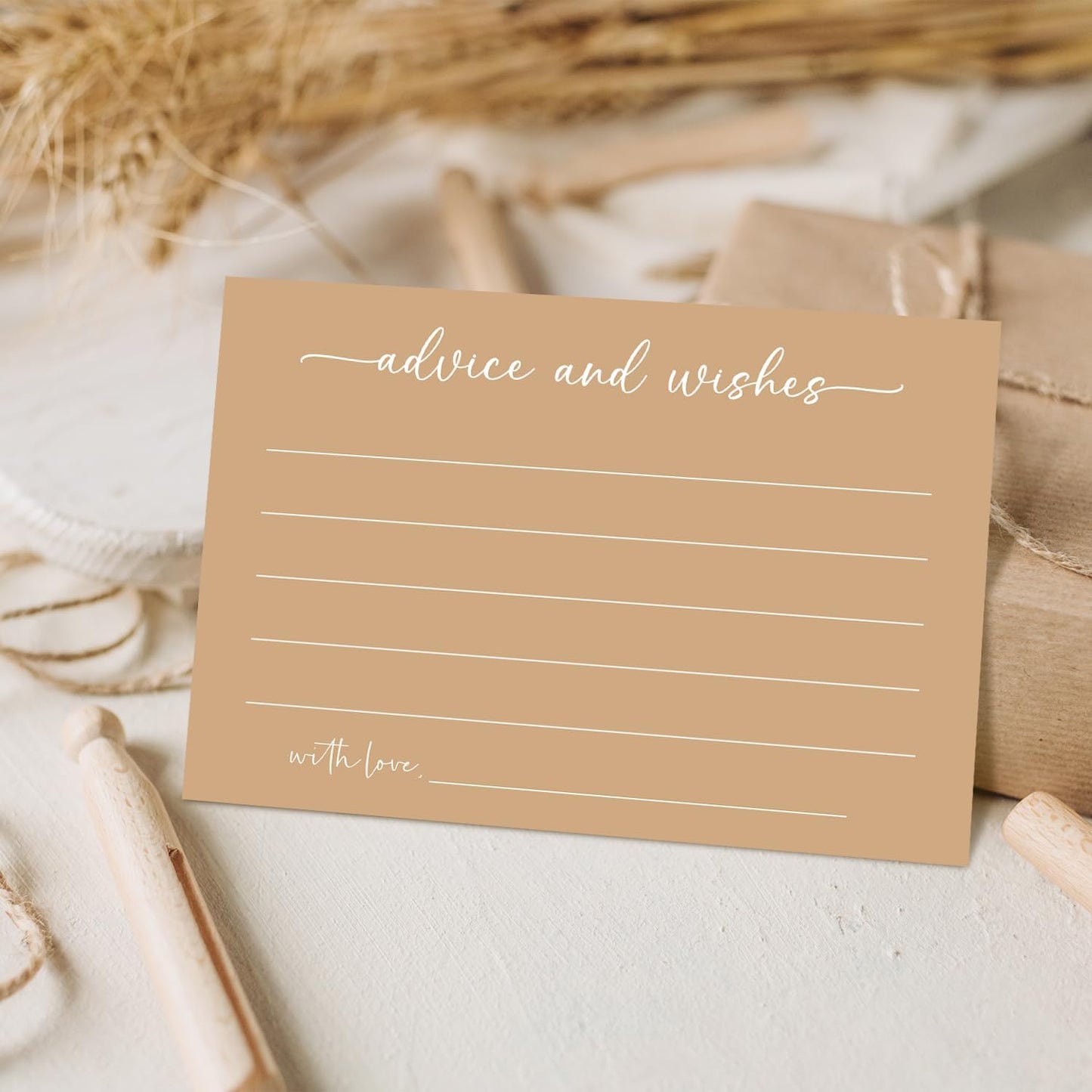 Brown Advice and Wishes Card, Advice Cards for The Bride and Groom, Bridal Shower,Wedding or Baby Shower, Birthday, Graduation, Retirement, Guestbook - 25 Cards -05