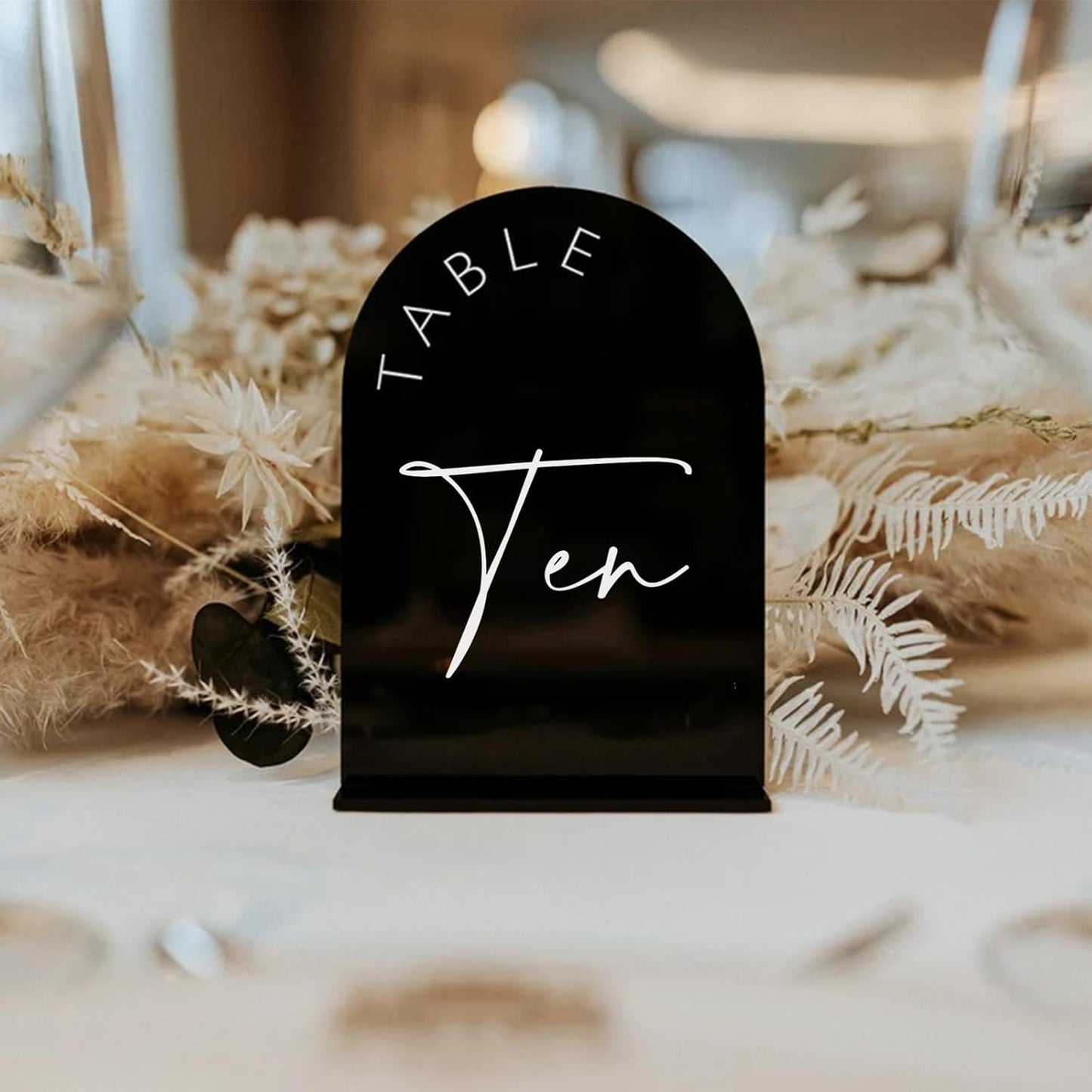 Black Arch Wedding Table Numbers with Stands 1-30, 5x7 Inch Black Acrylic Arch Sign with Holder, Arched Acrylic Table Numbers for Wedding Reception (1-30, 5"x7")