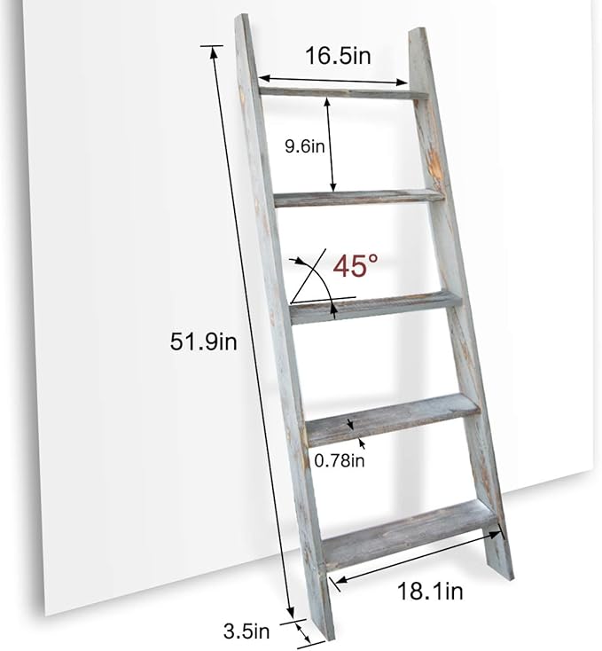 Honest Blanket Ladders for The Living Room, 5-Tier Blanket Holder, Wall-Leaning - Image 3